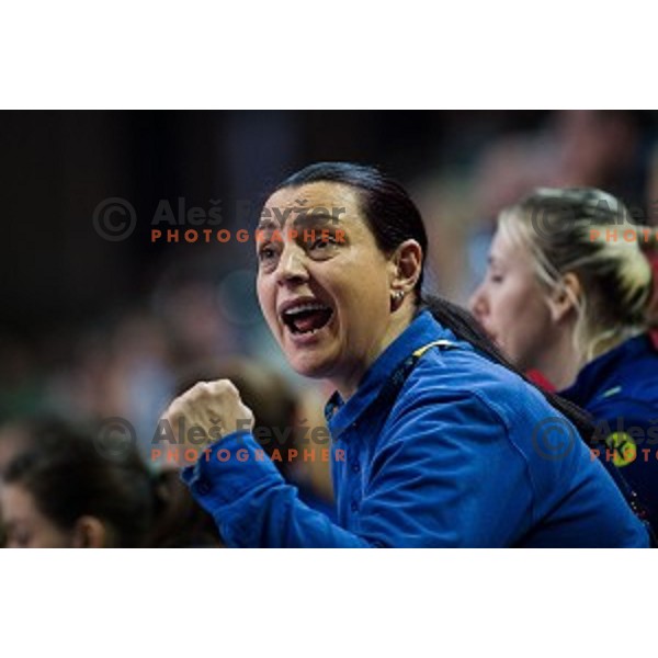 in action during EHF Women\'s Champions league handball match between Krim Merkator and Gyori AUDI ETO in Kodeljevo, Ljubljana, Slovenia on February 10, 2018