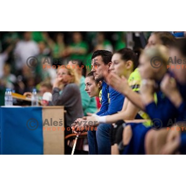 Nina Zulic in action during EHF Women\'s Champions league handball match between Krim Merkator and Gyori AUDI ETO in Kodeljevo, Ljubljana, Slovenia on February 10, 2018