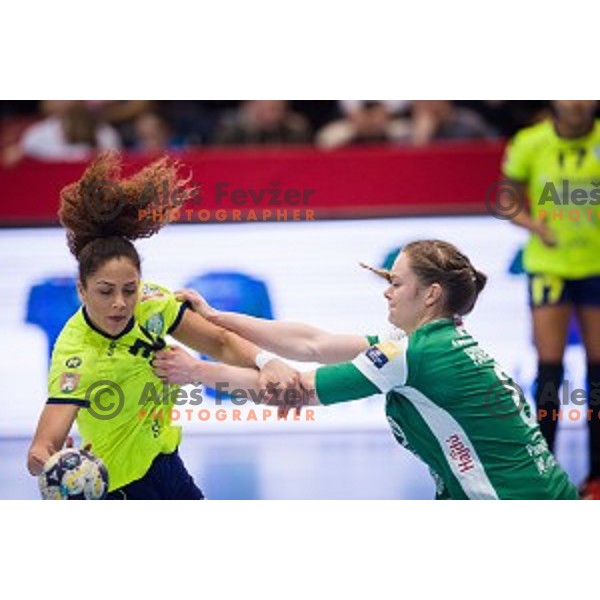 Lamprini Tsakalaou in action during EHF Women\'s Champions league handball match between Krim Merkator and Gyori AUDI ETO in Kodeljevo, Ljubljana, Slovenia on February 10, 2018