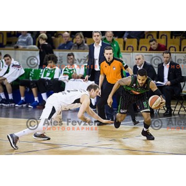 in action during ABA Liga basketball match between Petrol Olimpija and Partizan, Tivoli, Ljubljana, Slovenia on February 10, 2018