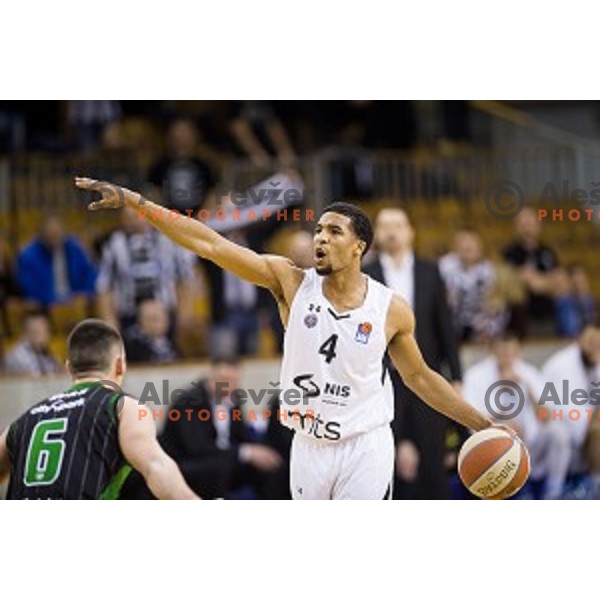 in action during ABA Liga basketball match between Petrol Olimpija and Partizan, Tivoli, Ljubljana, Slovenia on February 10, 2018