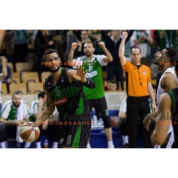 in action during ABA Liga basketball match between Petrol Olimpija and Partizan, Tivoli, Ljubljana, Slovenia on February 10, 2018