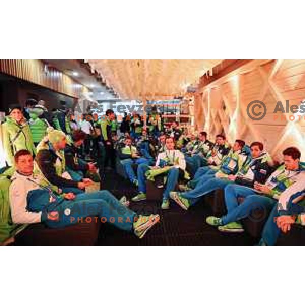 Slovenia ice-hockey team during visit in Slovenia House at PyeongChang 2018 Winter Olympic Games, South Korea on February 11, 2018