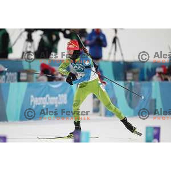 Jakov Fak (SLO) at Men\'s Biathlon 10 km Sprint at Alpensia Biathlon Centre during PyeongChang 2018 Winter Olympic Games, South Korea on February 11, 2018