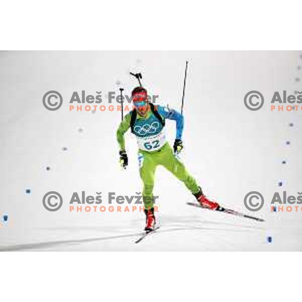 Mitja Drinovec (SLO) at Men\'s Biathlon 10 km Sprint at Alpensia Biathlon Centre during PyeongChang 2018 Winter Olympic Games, South Korea on February 11, 2018