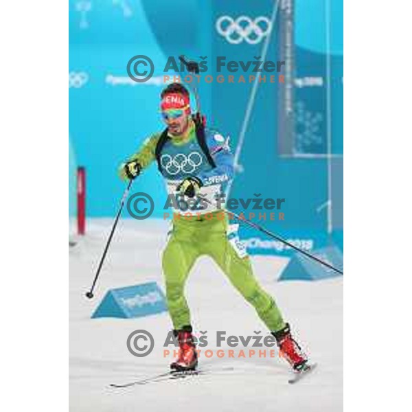Mitja Drinovec (SLO) at Men\'s Biathlon 10 km Sprint at Alpensia Biathlon Centre during PyeongChang 2018 Winter Olympic Games, South Korea on February 11, 2018