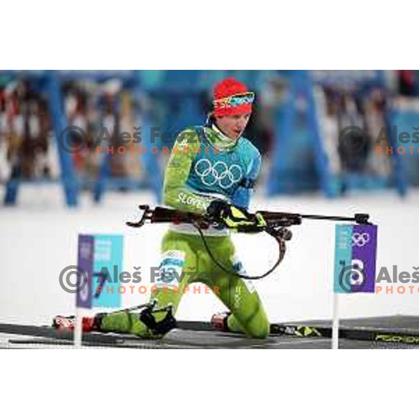 Miha Dovzan (SLO) at Men\'s Biathlon 10 km Sprint at Alpensia Biathlon Centre during PyeongChang 2018 Winter Olympic Games, South Korea on February 11, 2018