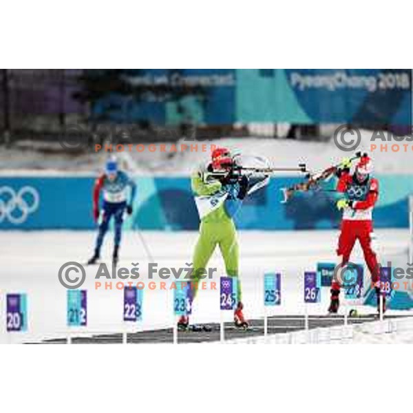 Klemen Bauer (SLO) at Men\'s Biathlon 10 km Sprint at Alpensia Biathlon Centre during PyeongChang 2018 Winter Olympic Games, South Korea on February 11, 2018
