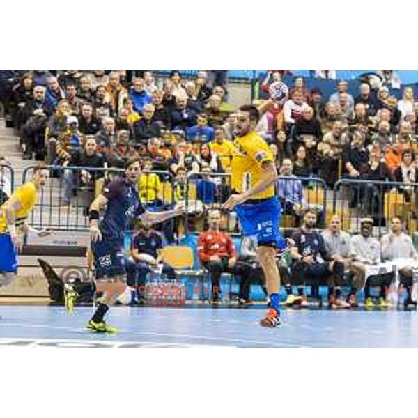 Celje’s Kristian Beciri (80) in action during EHF Champions League match between Celje PL and PSG, in Arena Zlatorog, Celje, on February 11, 2018