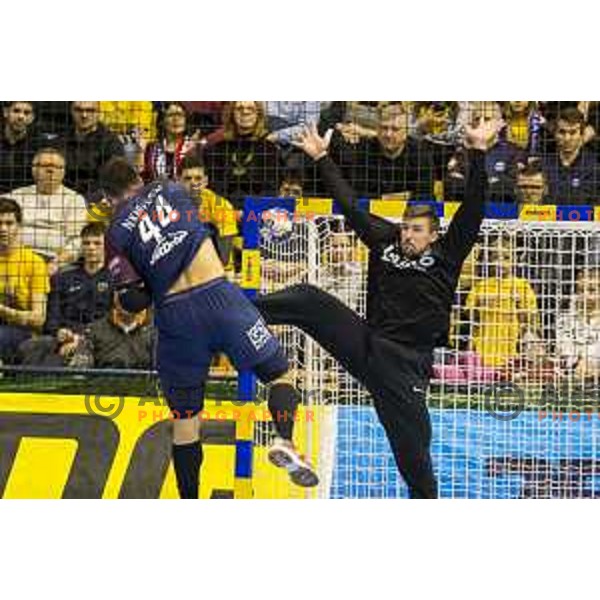 Celje’s Urban Lesjak (1) in action during EHF Champions League match between Celje PL and PSG, in Arena Zlatorog, Celje, on February 11, 2018