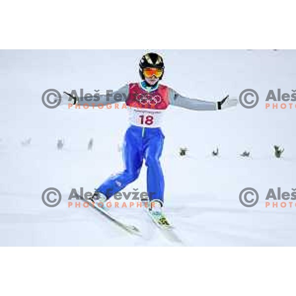 Spela Rogelj (SLO) at first round jump at Ski jumping Normal hill comptition during PyeongChang 2018 Winter Olympic Games, South Korea on February 12, 2018