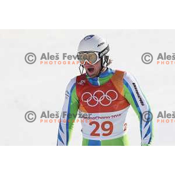 Klemen Kosi (SLO) skiing in Alpine Combined at Jeongseon Alpine Centre during PyeongChang 2018 Winter Olympic Games, South Korea on February 13, 2018