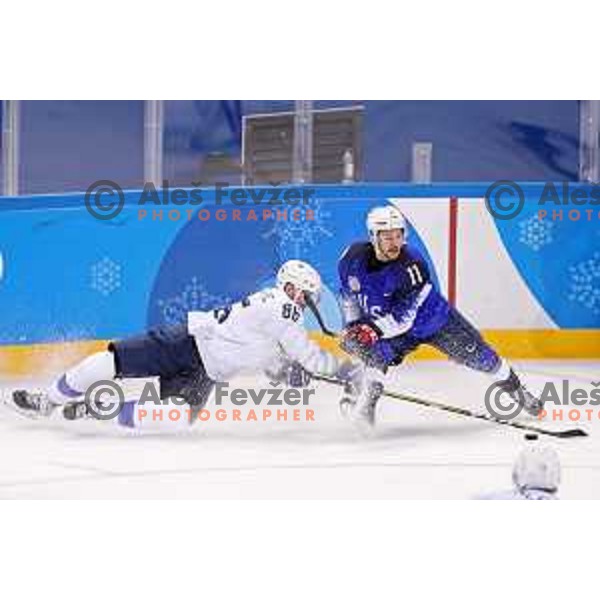  in action during Olympic Ice-hockey tournament match between USA and Slovenia during PyeongChang 2018 Winter Olympic Games, South Korea on February 14, 2018