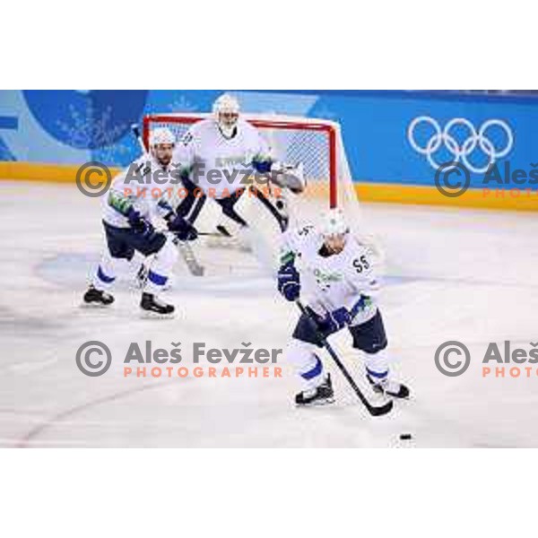  in action during Olympic Ice-hockey tournament match between USA and Slovenia during PyeongChang 2018 Winter Olympic Games, South Korea on February 14, 2018