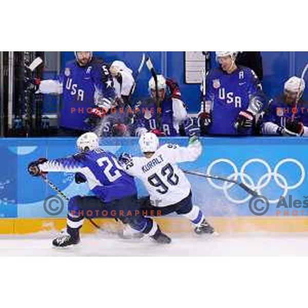 in action during Olympic Ice-hockey tournament match between USA and Slovenia during PyeongChang 2018 Winter Olympic Games, South Korea on February 14, 2018