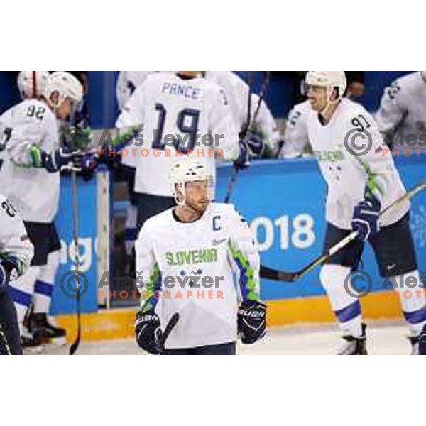 Jan Mursak in action during Olympic Ice-hockey tournament match between USA and Slovenia during PyeongChang 2018 Winter Olympic Games, South Korea on February 14, 2018