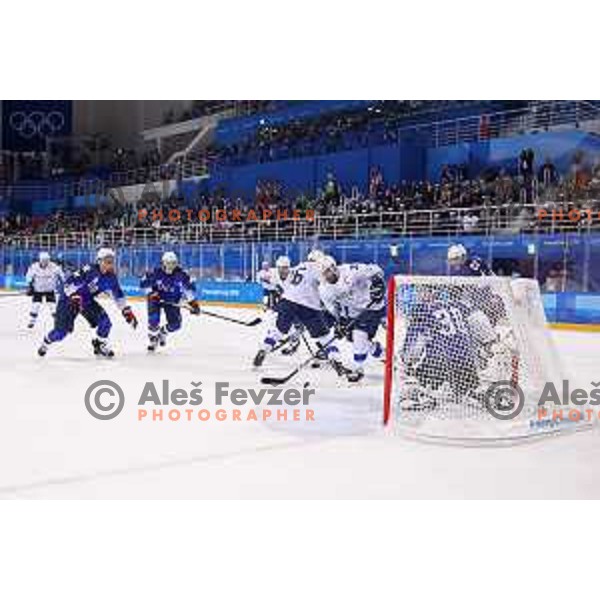  in action during Olympic Ice-hockey tournament match between USA and Slovenia during PyeongChang 2018 Winter Olympic Games, South Korea on February 14, 2018
