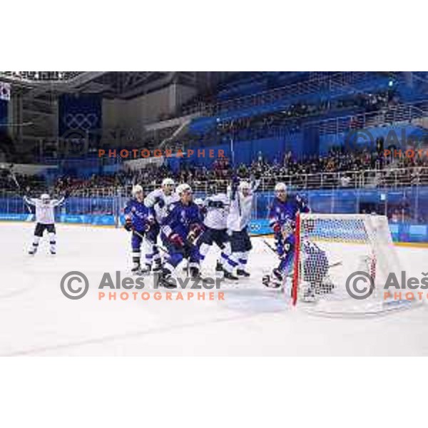  in action during Olympic Ice-hockey tournament match between USA and Slovenia during PyeongChang 2018 Winter Olympic Games, South Korea on February 14, 2018