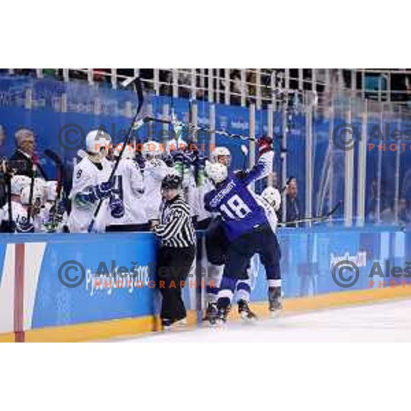  in action during Olympic Ice-hockey tournament match between USA and Slovenia during PyeongChang 2018 Winter Olympic Games, South Korea on February 14, 2018