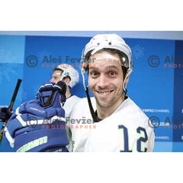  in action during Olympic Ice-hockey tournament match between USA and Slovenia during PyeongChang 2018 Winter Olympic Games, South Korea on February 14, 2018