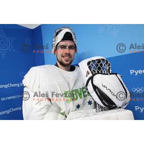 Gasper Kroselj during Olympic Ice-hockey tournament match between USA and Slovenia during PyeongChang 2018 Winter Olympic Games, South Korea on February 14, 2018