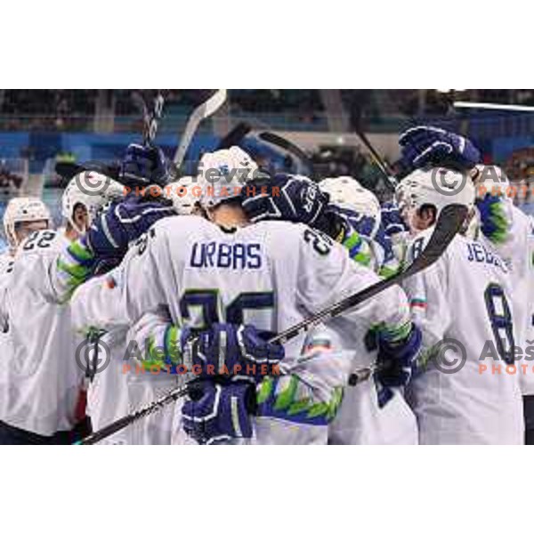  in action during Olympic Ice-hockey tournament match between USA and Slovenia during PyeongChang 2018 Winter Olympic Games, South Korea on February 14, 2018