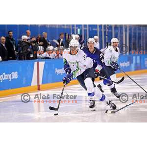  in action during Olympic Ice-hockey tournament match between USA and Slovenia during PyeongChang 2018 Winter Olympic Games, South Korea on February 14, 2018
