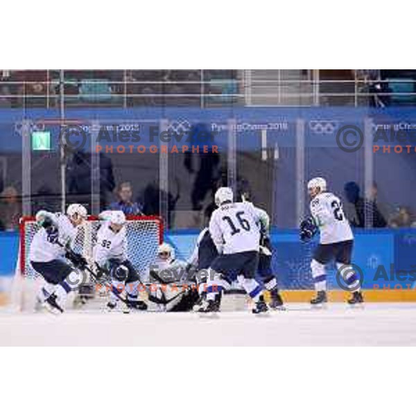  in action during Olympic Ice-hockey tournament match between USA and Slovenia during PyeongChang 2018 Winter Olympic Games, South Korea on February 14, 2018