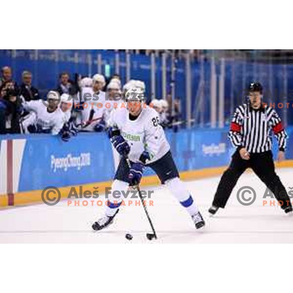 in action during Olympic Ice-hockey tournament match between USA and Slovenia during PyeongChang 2018 Winter Olympic Games, South Korea on February 14, 2018