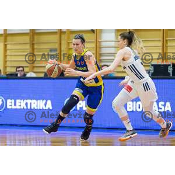 Gabriela Marginaen of team Romania vs Rebeka Arbramovic of team Slovenia in action during Women’s EuroBasket 2019 Qualifiers basketball match between Slovenia and Romania, played in Arena Gimnazija Celje-Center, Celje, Slovenia on February 14, 2018