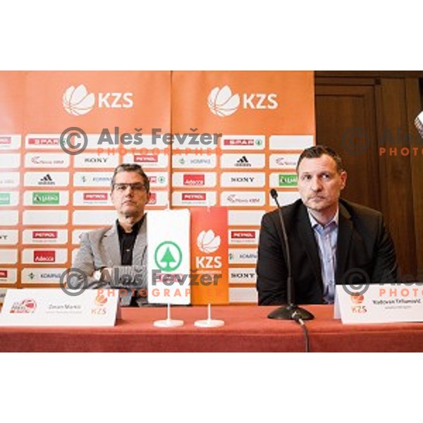 Zoran Martic, Radovan Trifunovic at the press conference before the Pokal Spar semi final and the second round of qualifications of the national team, Austria trend hotel, Ljubljana, Slovenia