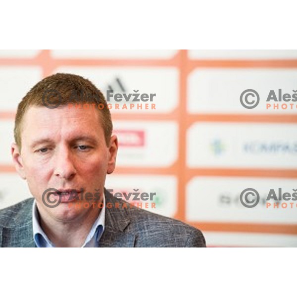 Simon Petrov at the press conference before the Pokal Spar semi final and the second round of qualifications of the national team, Austria trend hotel, Ljubljana, Slovenia