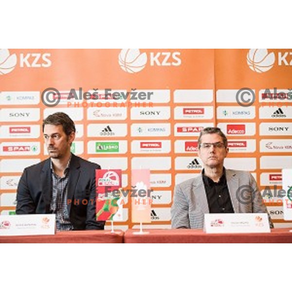 Jurica Golemac, Zoran Martic at the press conference before the Pokal Spar semi final and the second round of qualifications of the national team, Austria trend hotel, Ljubljana, Slovenia