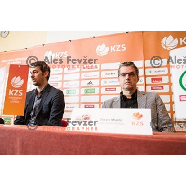 Jurica Golemac, Zoran Martic at the press conference before the Pokal Spar semi final and the second round of qualifications of the national team, Austria trend hotel, Ljubljana, Slovenia