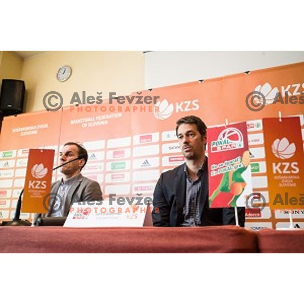 Rade Mijatovic, Jurica Golemac at the press conference before the Pokal Spar semi final and the second round of qualifications of the national team, Austria trend hotel, Ljubljana, Slovenia