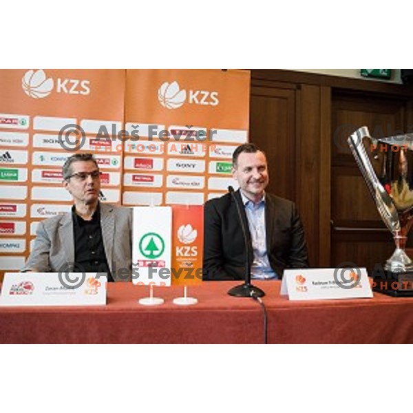 Zoran Martic, Radovan Trifunovic at the press conference before the Pokal Spar semi final and the second round of qualifications of the national team, Austria trend hotel, Ljubljana, Slovenia