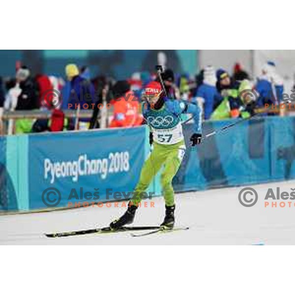 Jakov Fak (SLO), Olympic silver medalist in Men\'s Biathlon 20 km Individual at Alpensia Biathlon Centre during PyeongChang 2018 Winter Olympic Games, South Korea on February 15, 2018