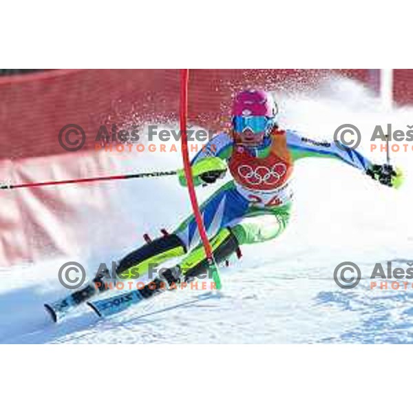 Marusa Ferk (SLO) skiing in the first run of Ladies slalom at Yongpyong Alpine Centre during PyeongChang 2018 Winter Olympic Games, South Korea on February 16, 2018