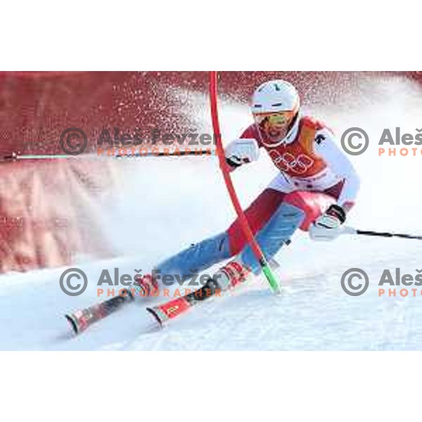 Michelle Gisin (SUI) skiing in the first run of Ladies slalom at Yongpyong Alpine Centre during PyeongChang 2018 Winter Olympic Games, South Korea on February 16, 2018