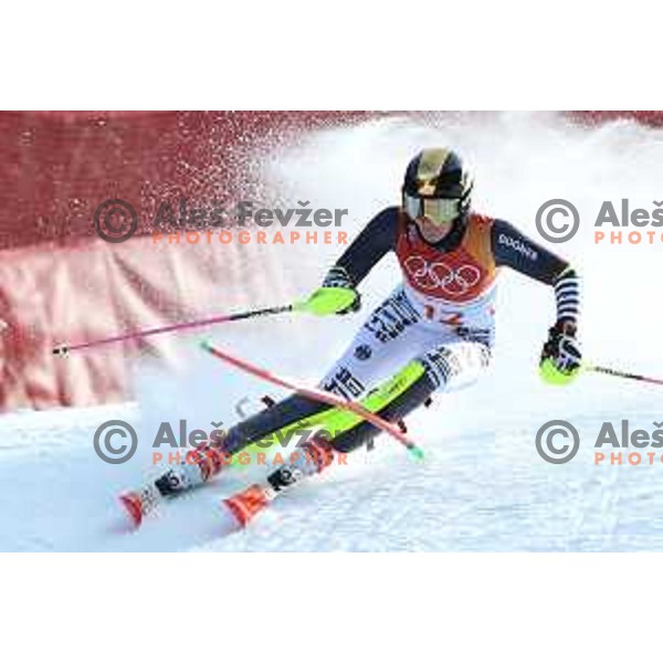Chrsitina Geiger (GER) skiing in the first run of Ladies slalom at Yongpyong Alpine Centre during PyeongChang 2018 Winter Olympic Games, South Korea on February 16, 2018
