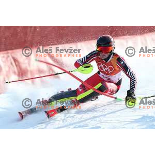 Erin Mielzynski (CAN) skiing in the first run of Ladies slalom at Yongpyong Alpine Centre during PyeongChang 2018 Winter Olympic Games, South Korea on February 16, 2018