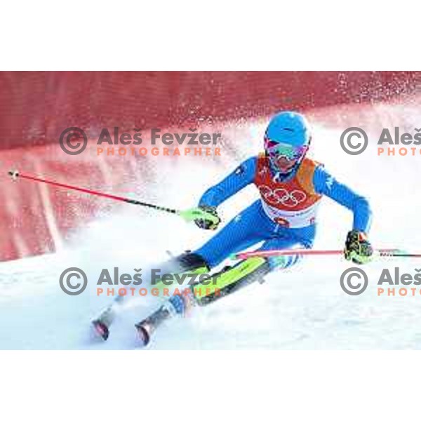 Chiara Costazza (ITA) skiing in the first run of Ladies slalom at Yongpyong Alpine Centre during PyeongChang 2018 Winter Olympic Games, South Korea on February 16, 2018