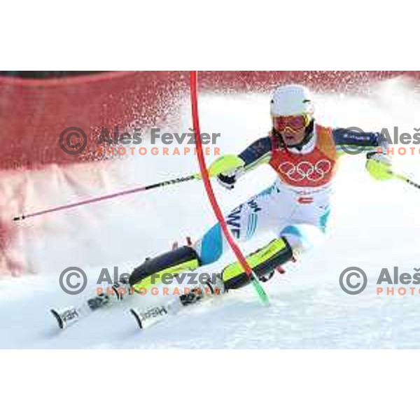 Anna Swenn Larsson (SWE) skiing in the first run of Ladies slalom at Yongpyong Alpine Centre during PyeongChang 2018 Winter Olympic Games, South Korea on February 16, 2018