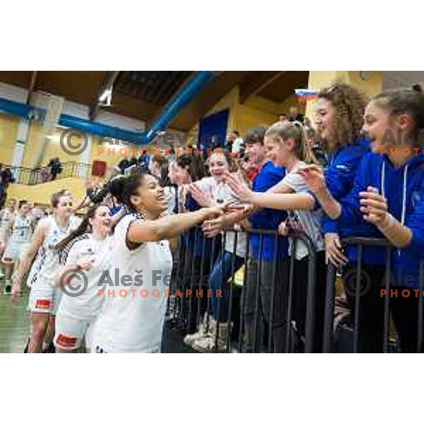 Althea Gwashavanhu of team Slovenia celebrating after the Women’s EuroBasket 2019 Qualifiers basketball match between Slovenia and Romania, played in Arena Gimnazija Celje-Center, Celje, Slovenia on February 14, 2018