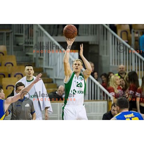Maj Kovacevic in action during Pokal Spar semi final basketball match between Krka and Sencur, Tivoli, Ljubljana, Slovenia on February 16, 2018