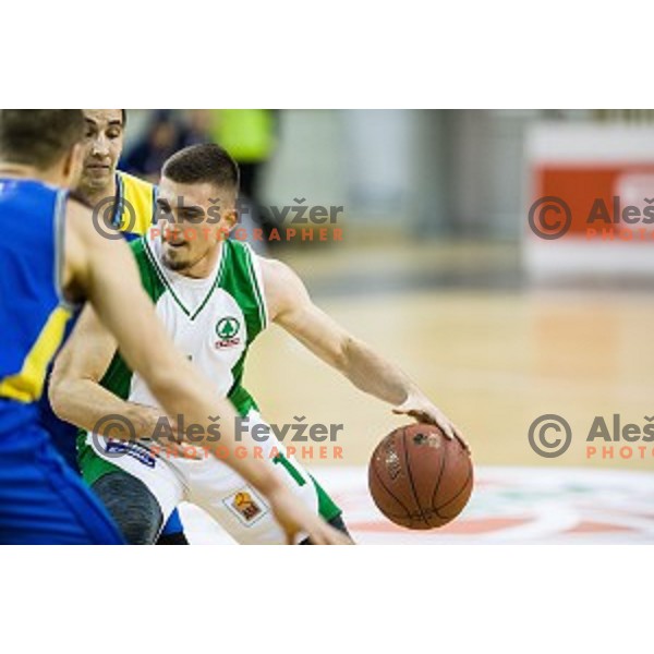 Matic Sisko in action during Pokal Spar semi final basketball match between Krka and Sencur, Tivoli, Ljubljana, Slovenia on February 16, 2018