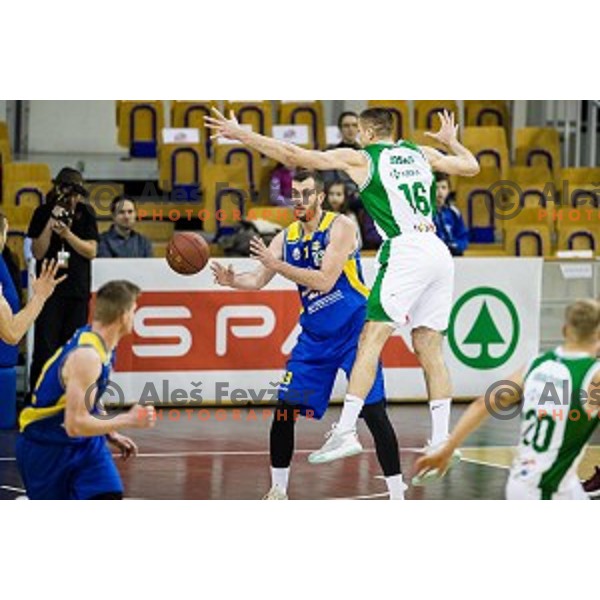 Smiljan Pavic in action during Pokal Spar semi final basketball match between Krka and Sencur, Tivoli, Ljubljana, Slovenia on February 16, 2018