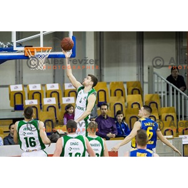 Paolo Marinelli in action during Pokal Spar semi final basketball match between Krka and Sencur, Tivoli, Ljubljana, Slovenia on February 16, 2018