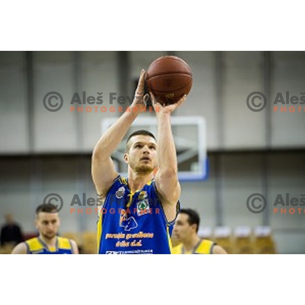 Dino Muric in action during Pokal Spar semi final basketball match between Krka and Sencur, Tivoli, Ljubljana, Slovenia on February 16, 2018