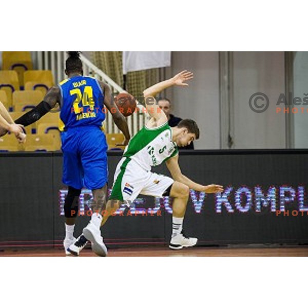 in action during Pokal Spar semi final basketball match between Krka and Sencur, Tivoli, Ljubljana, Slovenia on February 16, 2018